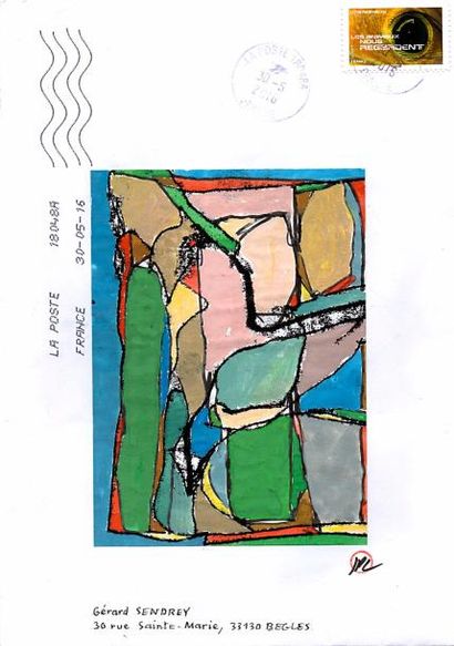 COMES Jean-Pierre 
Sans titre (2015-3504)
Enveloppe Mail-Art
Technique mixte et collage...