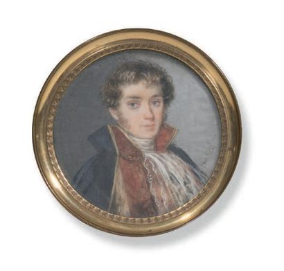 null Portrait miniature rond peint d'un maréchal d'Empire, s.b.d. Delteil. Dans un...