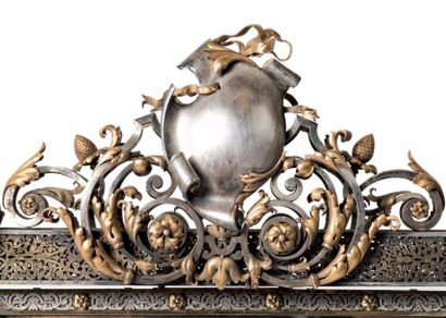 JULES PAUL BRATEAU (1844-1923) Rare miroir à poser toutes faces en argent partiellement...