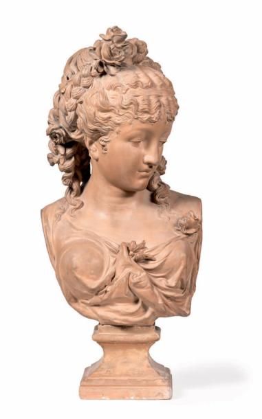 Paul DUBOY (1830-1887) Buste féminin
Sculpture en terre cuite, sur piédouche, signée.
H....