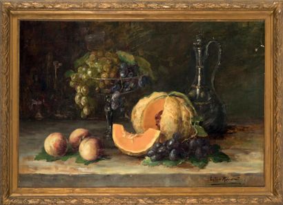 Lillie HONNORAT (XIX-XXème siècle) Nature morte aux raisins
Huile sur toile, signée...