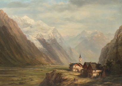 Justin Ouvrié (1806-1879) Le Mont Blanc et la vallée de Chamouni, 1861
Huile sur...