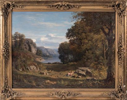 Pierre THUILLIER (1799-1858) Scène pastorale, circa 1850
Huile sur toile, signée...