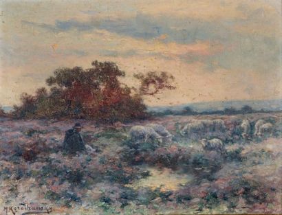 Michel KOROCHANSKY (1866-1925) La gardienne de moutons
Huile sur toile, signée en...