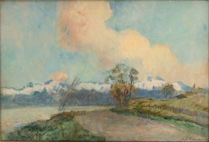 ALBERT LEBOURG (1849-1928) Neige en auvergne, 1913
Huiles sur toile
Signée et datée...