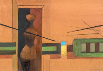 Sigismond KOLOS VARY (1899-1983) L'Atelier, 1980
Aquarelle et peinture sur papier,...