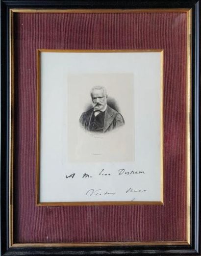 VICTOR HUGO 
Gravure dédicacée à Jean Destrem (écrivain). Encadrée 30x40cm