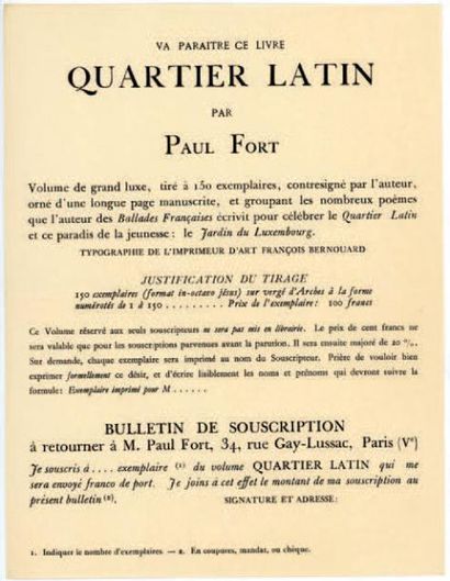 Paul FORT Lettre à Adrien Blanchet sur la sortie de son livre “Quartier Latin” 13...