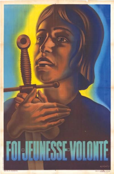 PONTY FOI, JEUNESSE, VOLONTE Affiche pliée en très bon état 1943
100x140cm