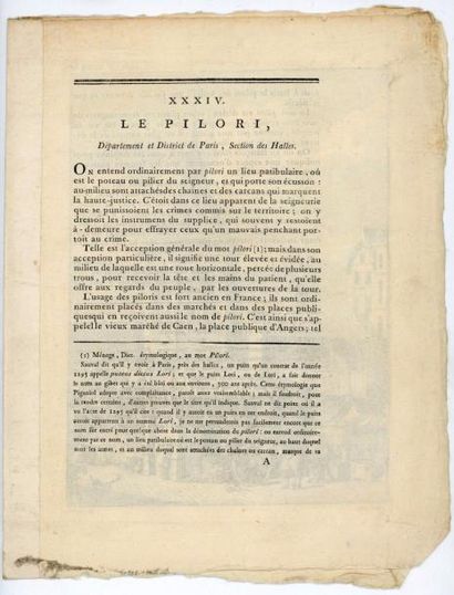 null POLICE, PILORI et GUILLOTINE Loi de 1792 sur la création de 2 divisions de Gendarmerie....