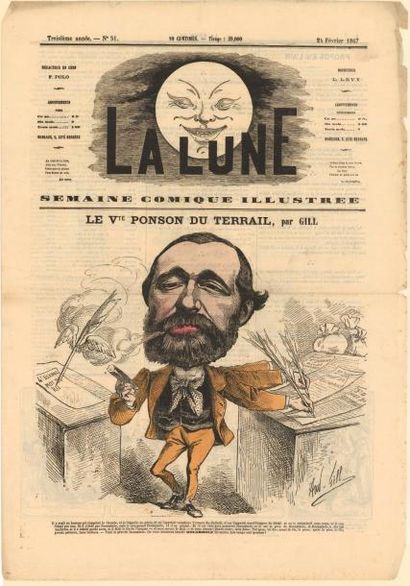 NOS GRANDS AUTEURS PAR GILL Revues “l'Eclipse” et “La lune”. Gustave Doré, Théophile...