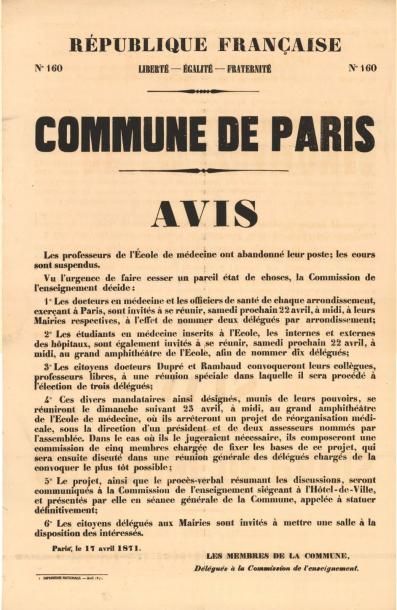 null 79 AFFICHES DE LA COMMUNE DE PARIS - 1871
45x60 et 60x90cm
La Commune de Paris...
