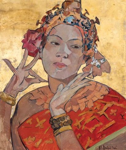 Marie Antoinette BOULLARD-DEVE (Paris, 1890 - 1970) 
Danseuse de Ballet Cambodge.
Huile...