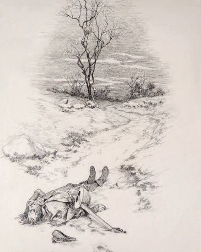 HEROUARD (dit Chéri HAUME, 1881-1961) La Mort du Poète
Encre de Chine
27 x 35 cm