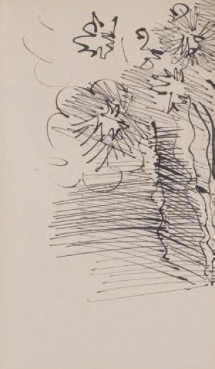 Raoul DUFY (1877-1953) Etude de fleurs,
Encre de Chine Non signée
20 x 11,5 cm (à...