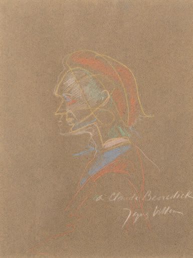 Jacques VILLON (1875-1963) Homme en buste, étude Pastel sur papier brun
Signé vers...