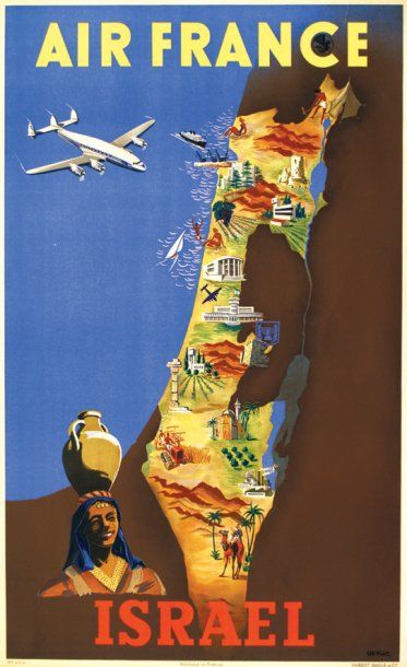 null Air France RENLUC Israel. 1951. Hubert Baille & Cie France Aff. E. B.E. B +...