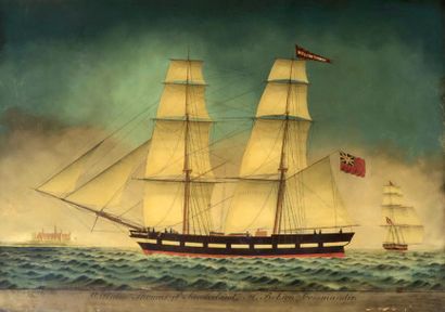 ÉCOLE FRANÇAISE, XIXe siècle William Thomas, navire de commerce
Fixé sous verre
51...