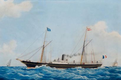 Louis François ROUX (1817-1930) Le navire mixte Lafarge
Aquarelle, signée en bas...