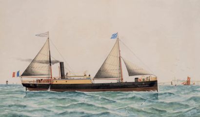 E.H KITTOE (XIX-XXe siècle) Le navire mixte Emile Eloïse
Aquarelle gouachée, signée...