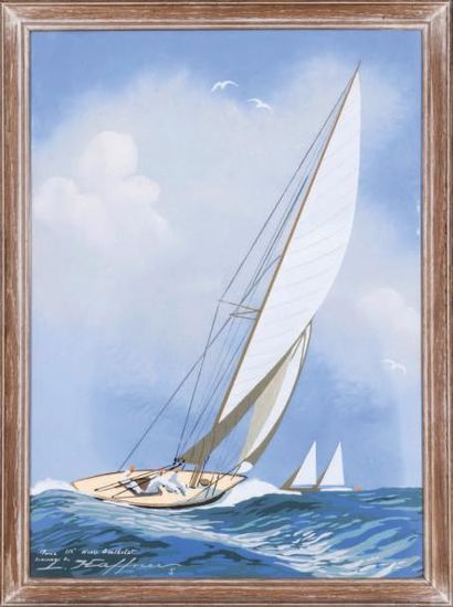 Léon HAFFNER (1881-1972), nommé POM en 1918 Yachts en course sur mer agitée
Trois...