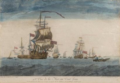 École française, XVIIIème siècle Tempête sur mer, vue de la mer au vent frais
Paire...