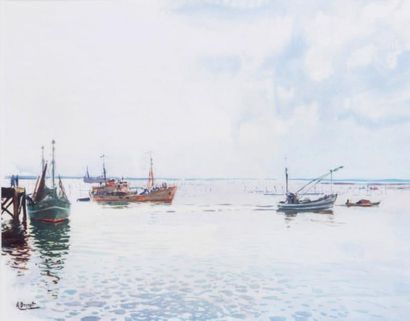 Albert BRENET Départ pour la pêche par temps calme
Chromolithographie
22 x 28 cm