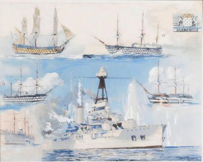 ALBERT SEBILLE L'évolution de la marine de guerre
Chromolithographie
23 x 28 cm