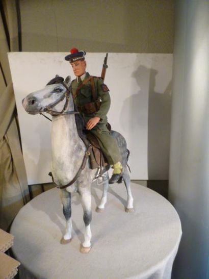 null Algérie. Demi-brigade de fusiliers-marins. Matelot breveté à cheval en tenue...