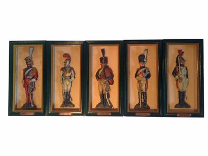Charles Conrad Magnifique série de 5 figurines en plâtre peintes et cirées de 110...