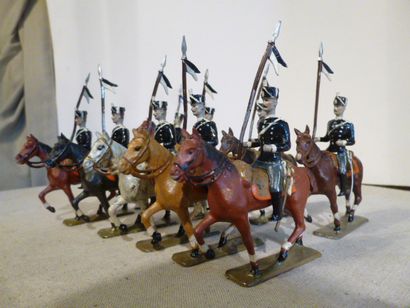 null IIIème République. Prusse. Hussards. 9 cavaliers. Il manque 1 épée sinon B.E....