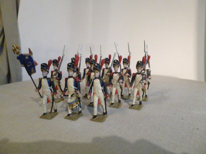 null 1er Empire. France. Grenadiers de la Garde.13 figurines dont 1 officier, 1 porte-drapeau,...