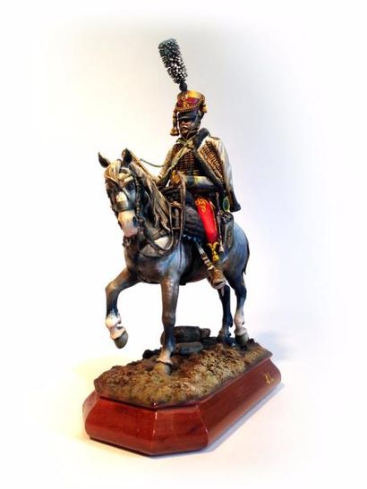 null France. 1er Empire. Trompette de hussard à cheval du régiment de «Hussards Jérôme...