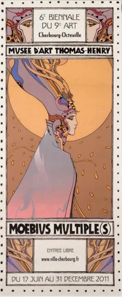 MOEBIUS «Musée d'Art Thomas-Henry».
Sérigraphie pour l'affiche de l'exposition «Moebius...