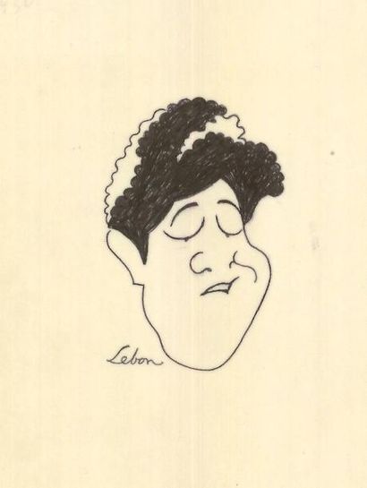 Michel Simon Ensemble de 3 caricatures par LEBON, encre de Chine sur calques, signées,...