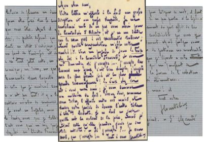 GEORGES COURTELINE 2 Lettres autographes signées (1 page in-8 et 3 pages in-12) à...