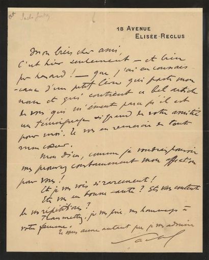 Sacha GUITRY Belle lettre autographe signée, 1 page in-4, sur papier de deuil (après...