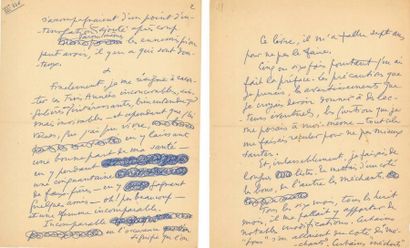 Sacha GUITRY Trois Années de Silence: Précieux manuscrit autographe, 5 pages in-4....