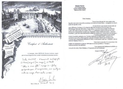 Sacha GUITRY Lettre à mon fils - Très précieux manuscrit autographe signé; 6 pages...