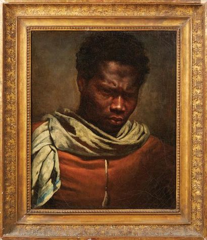 Attribué à Théodore GERICAULT (1791 - 1824) Portrait en buste d'un jeune noir
Toile...
