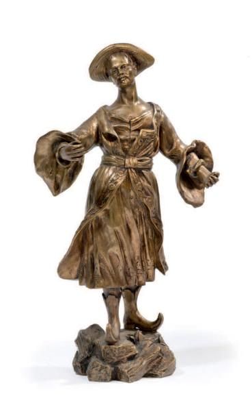 ÉCOLE FRANÇAISE, fin XIXe siècle Personnage Chinois
Epreuve en bronze verni.
H. 27...