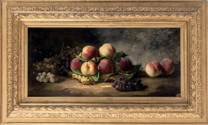 Alfred BRUNEL-NEUVILLE (1852-1941) Nature morte aux pêches et aux raisins
Huile sur...