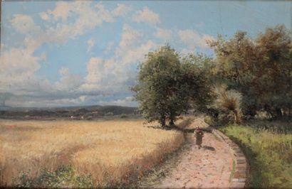 Emile GODCHAUX (1860-1938) Chemin animé
Huile sur toile, signée en bas à droite
60...