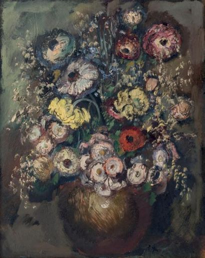 José CRUZ HERRERA (1890-1972) Bouquet de fleurs
Huile sur panneau d'isorel
Signée...
