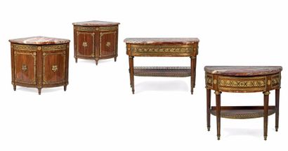 null Exceptionnel ensemble de meubles en placage de bois de rose et de violette comprenant:...