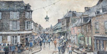 Ludovic PIETTE (1826-1878) Marché à Pontoise, 1874
Gouache sur papier
Signée en bas...