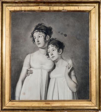 Ecole FRANCAISE, du XIXème siècle, suiveur de Louis Léopold BOILLY Portrait de deux...