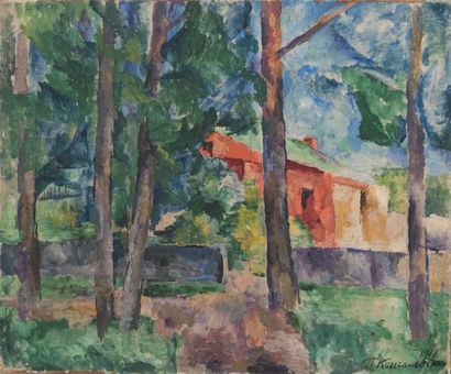 Pietr KONCHALOVSKY (1876-1956) Paysage à la maison rouge
Huile sur toile, signée...