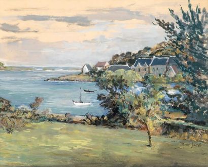Max JACOB (1876-1944) Estuaire en Bretagne
Gouache
Signée en bas à droite
20 x 25...