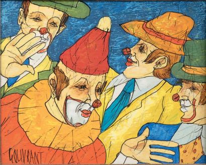 Gérard GOUVRANT (né en 1946) Clowns
Huile sur toile, signée en bas à gauche
34 x...
